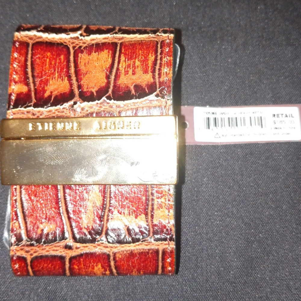 Etienne Aigner Leather Cuff Bracelet W Gold Hardwa